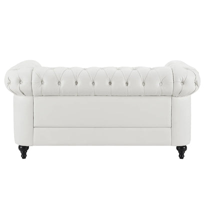 Chesterfield Sofa Set - Color: White, Size: Sofa Loveseat