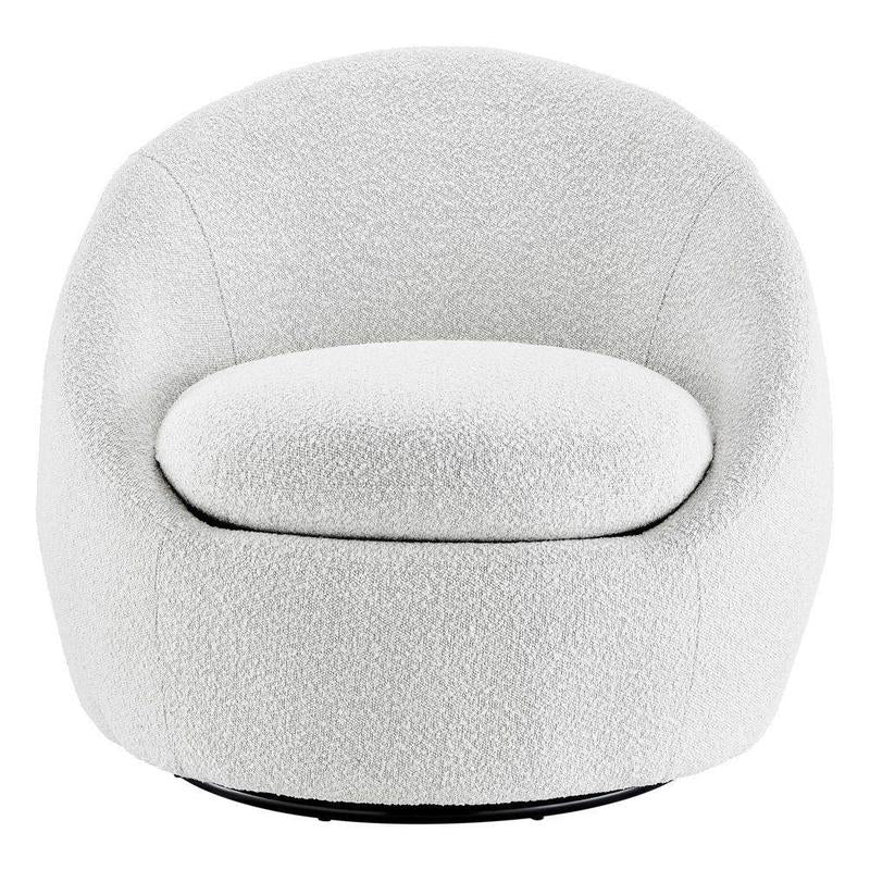 White Modern Mid Century Fabric Swivel Accent Chair