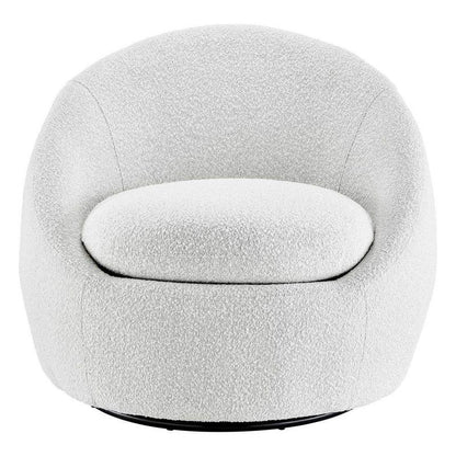 White Modern Mid Century Fabric Swivel Accent Chair