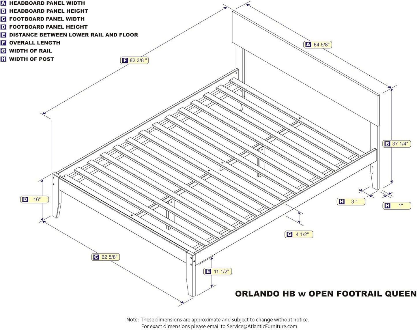 Orlando Queen Size Platform Bed with Charging Station in White